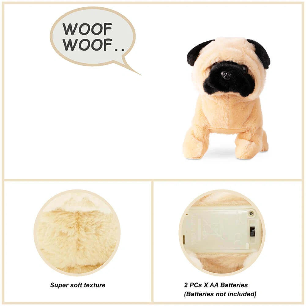 PUGS AT PLAY WALKING PUG 6.5in لعبة الجرو المحشو المتكلم