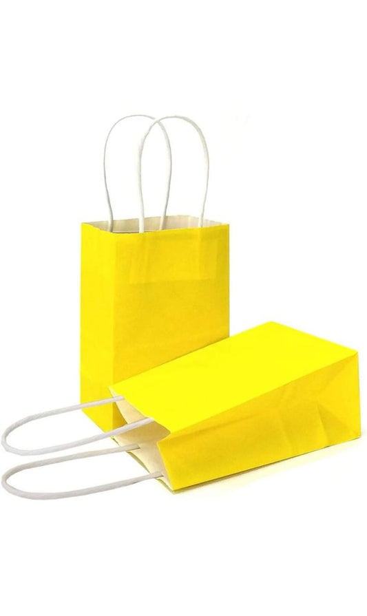 Yellow Bags – 4 PCS, 21×15 cm Gift Bags for Birthdays & Events, Durable & Stylish Treat Bags أكياس حفلات اصفر– 4 قطع، قياس 21×15 سم، أكياس هدايا للحفلات والمناسبات، متينة وأنيقة