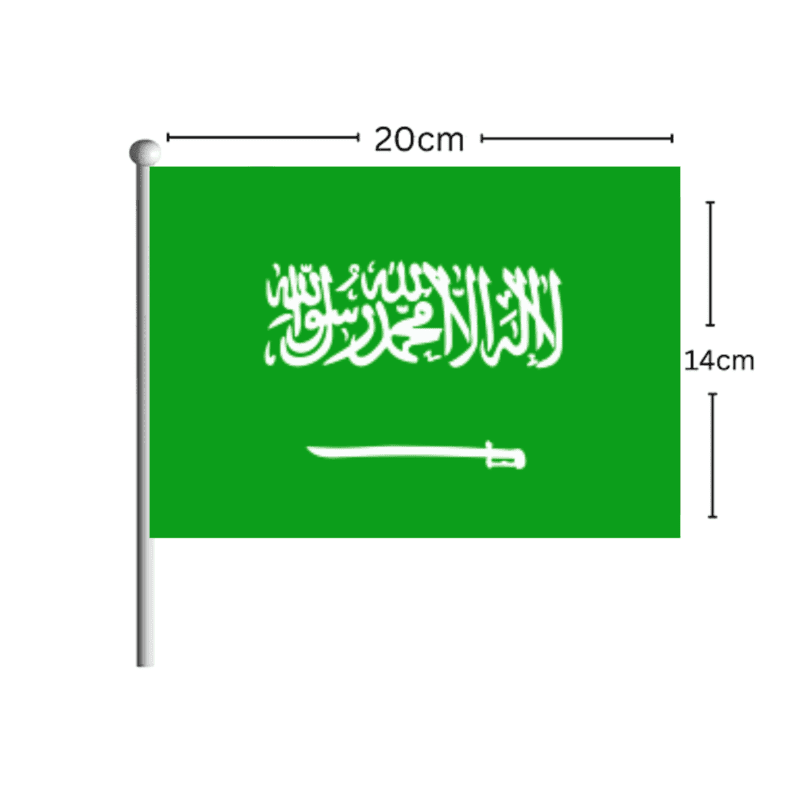 SAUDI-ARABIA Flag Stick 14CM*20CM علم السعودية على عصا 14 × 20 سم