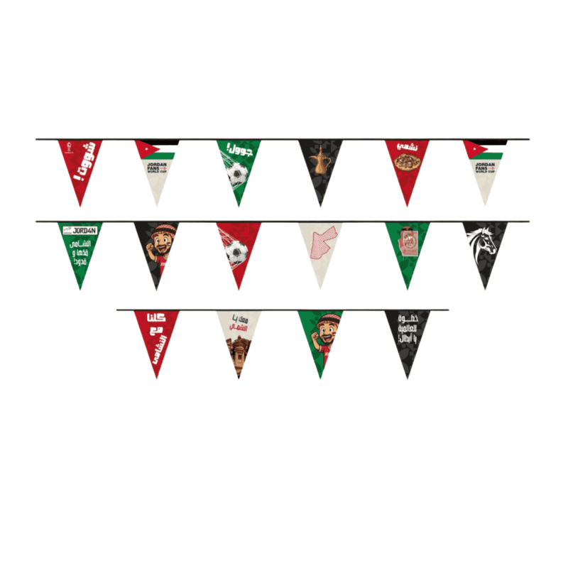 Jordan World Cup 2026 triangle flag ropeحبل أعلام مثلثية للأردن – كأس العالم 2026