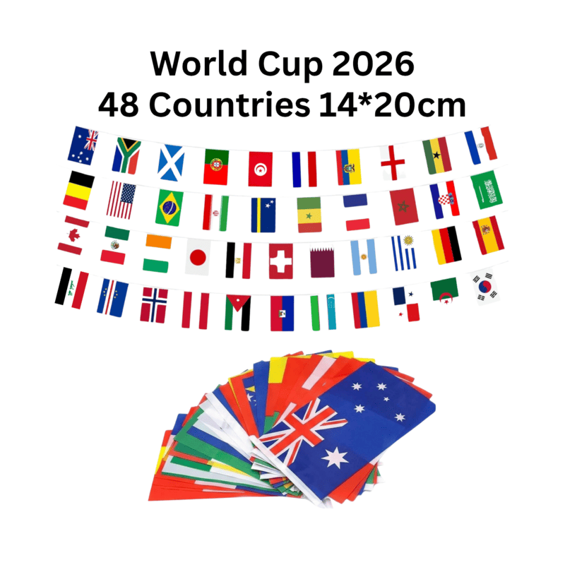 World Cup 48 Countries Flag Bunting Rope (14x20cm Flags, 18m Length)