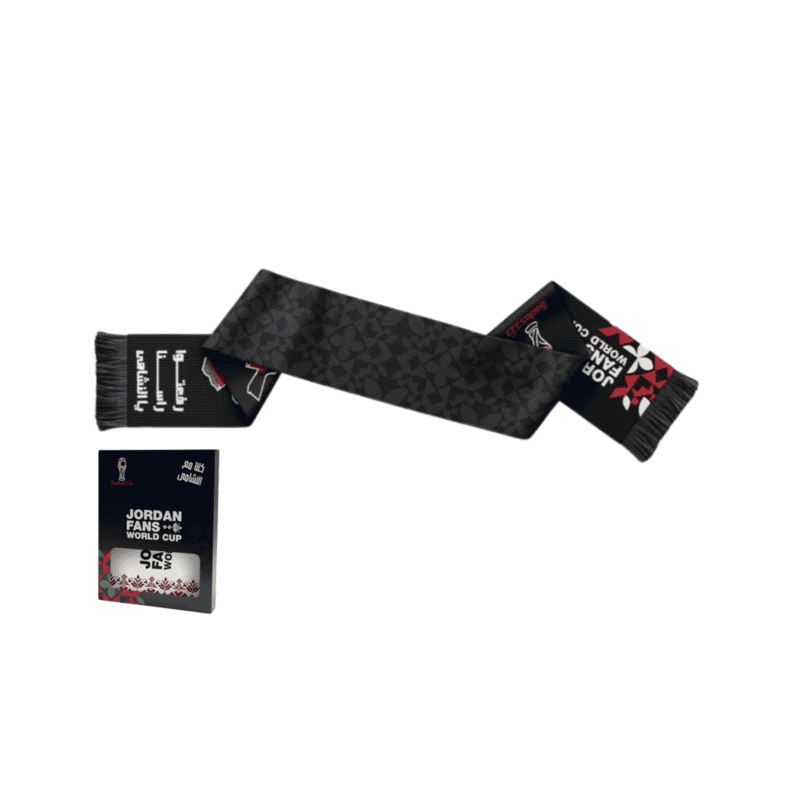 JORDAN World Cup 2026 Fans Ketan Scarf Black وشاح كتان لمشجعي الأردن – كأس العالم 2026 (أسود)