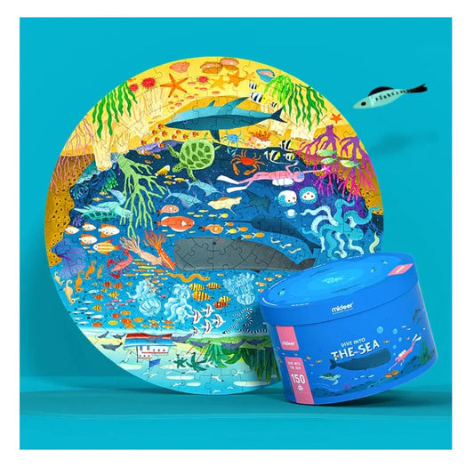 Mideer - 150P Round Puzzle - Dive into the Sea - Age 5+ | ميدير - لعبة التركيب المدورة - 150 قطعة - الغوص في البحر - العمر 5+