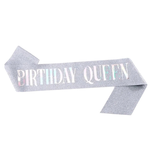 Birthday Queen Glitter Sash – Silver, Sparkly Birthday Party Sash for Women & Girls, Elegant Celebration Accessory – 1 Pieceوشاح عيد ميلاد “ملكة الحفل” لامع – فضي، وشاح أنيق للحفلات للسيدات والبنات، إكسسوار احتفالي – قطعة واحدة (Copy)