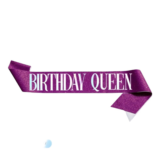 Birthday Queen Glitter Sash –Purple, Sparkly Birthday Party Sash for Women & Girls– 1 Pieceوشاح عيد ميلاد “ملكة الحفل” لامع –بنفسجي، وشاح أنيق للحفلات للسيدات والبنات – قطعة وا