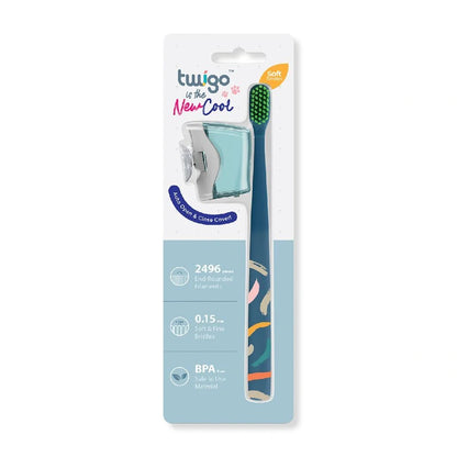 Toothbrush Cover & Toothbrush Flp Twigo Adult Basic Combo Pack / Ocean Blue طقم فرشاة أسنان وغطاء ازرق