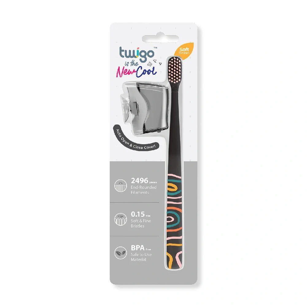 Toothbrush Cover & Toothbrush Flp Twigo Adult Basic Combo Pack / Smoke طقم فرشاة أسنان وغطاء بني