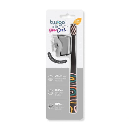 Toothbrush Cover & Toothbrush Flp Twigo Adult Basic Combo Pack / Smoke طقم فرشاة أسنان وغطاء بني