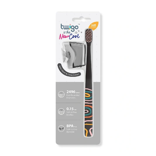 Toothbrush Cover & Toothbrush Flp Twigo Adult Basic Combo Pack / Smoke طقم فرشاة أسنان وغطاء بني