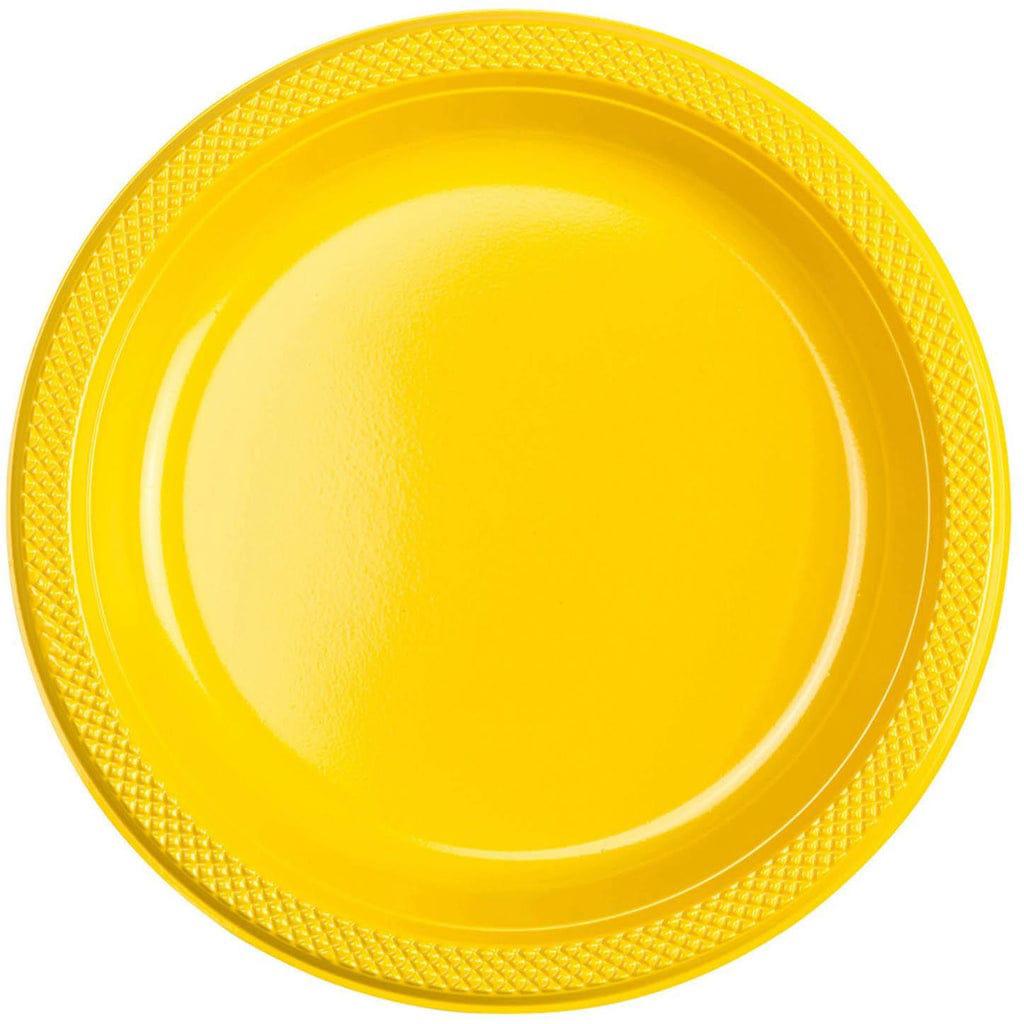 Yellow Plastic Plates – 10 PCS, Disposable Party Plates, Elegant & Durable Design for Birthdays, Events & Celebrations صحون بلاستيك اصفر – 10 قطع، صحون حفلات للاستعمال مرة واحدة، تصميم أنيق ومتین للمناسبات والحفلات