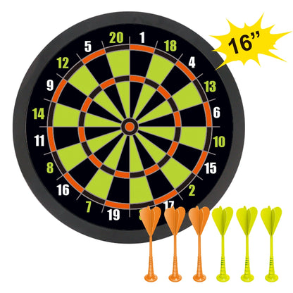 Aojie Sport - 16" Target Set (W/ 6 Darts) - مجموعة هدف 16 إنش مع 6 سهام بلاستيكية آمنة