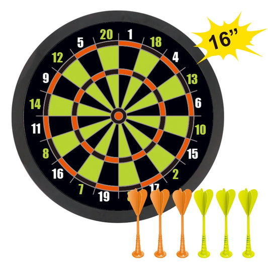 Aojie Sport - 16" Target Set (W/ 6 Darts) - مجموعة هدف 16 إنش مع 6 سهام بلاستيكية آمنة
