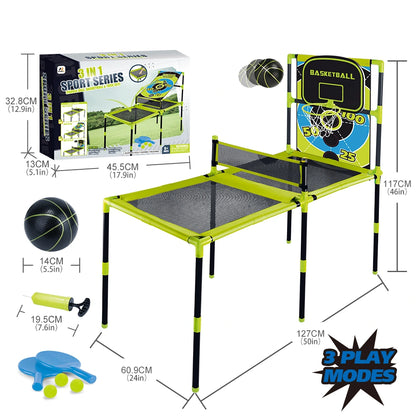 Aojie Sport - 3 In 1 Combo Set (Table Tennis, Toss Game & Basketball Set)- مجموعة ألعاب : تنس الطاولة، لعبة التصويب، وكرة السلة للأطفال