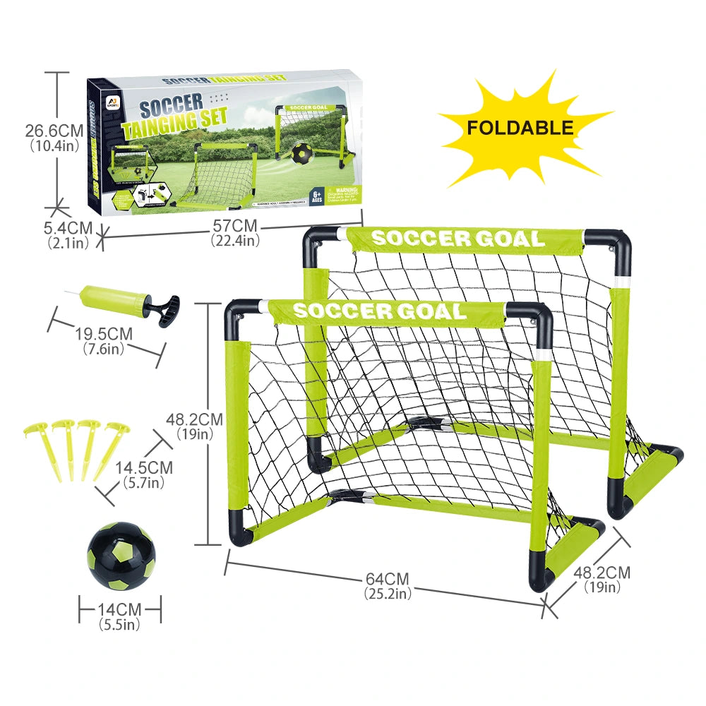 Aojie Sport - Foldable Soccer Goal Set (W/ 5.5 " Ball)- مجموعة مرمى كرة قدم قابلة للطي(هدف كرة قدم للأطفال مع كرة مقاس 5.5 إنش)
