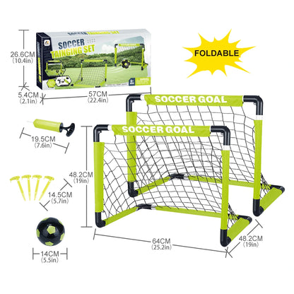 Aojie Sport - Foldable Soccer Goal Set (W/ 5.5 " Ball)- مجموعة مرمى كرة قدم قابلة للطي(هدف كرة قدم للأطفال مع كرة مقاس 5.5 إنش)