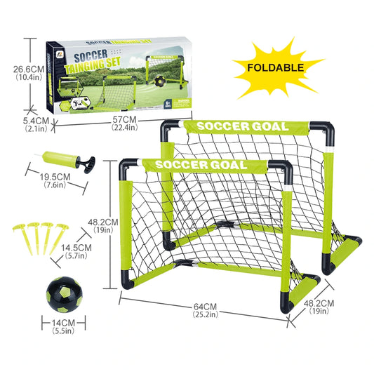 Aojie Sport - Foldable Soccer Goal Set (W/ 5.5 " Ball)- مجموعة مرمى كرة قدم قابلة للطي(هدف كرة قدم للأطفال مع كرة مقاس 5.5 إنش)