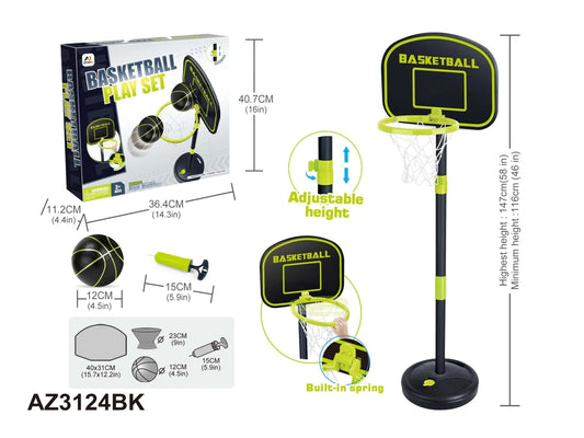 Aojie Sport - Basketball Set (W/ 4.5" Ball) - مجموعة كرة السلة (سلة قابلة للتعديل مع كرة مقاس 4.5 إنش )