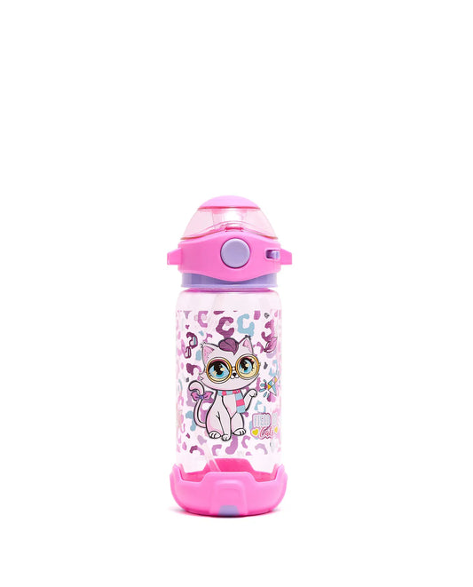 VEST water bottle with a straw, featuring a "Field of Cats" design