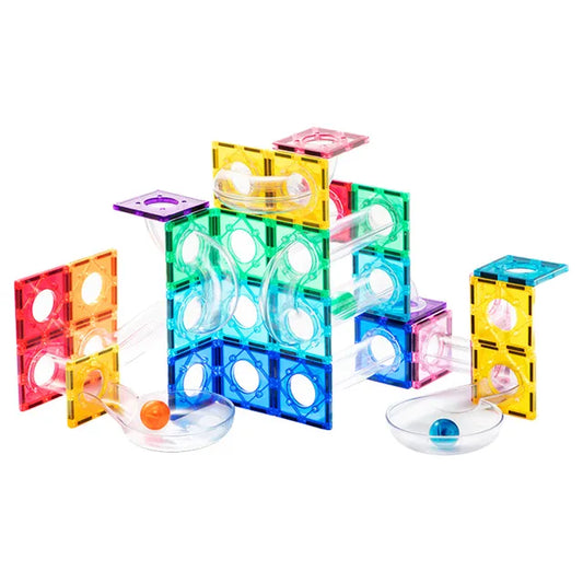 Mideer - Colorful Magnetic Tiles - Marble Run 100Pcs - Age +3 | ميدير - مكعبات مغناطيسية ملونة - ماربل ران 100 قطعة - العمر +3