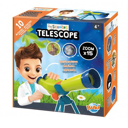 Buki France Mini Sciences Children’s First Basic Toy Binocular Telescope Kit 15 X Zoom for Kids Age 4 to 8