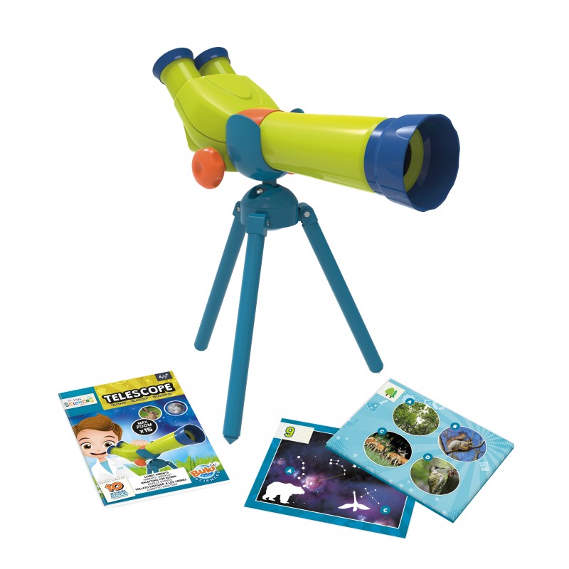 Buki France Mini Sciences Children’s First Basic Toy Binocular Telescope Kit 15 X Zoom for Kids Age 4 to 8