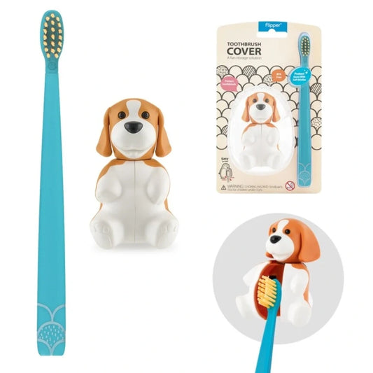 Toothbrush Cover & Toothbrush Flp Fun Animal Combo Pack / Beagle    طقم فرشاة أسنان للأطفال مع غطاء على شكل كلب بيجل لطيف ومرح