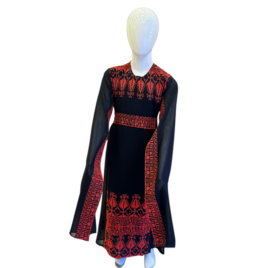 Girls Traditional Thobe with Open Sleeves and Belt