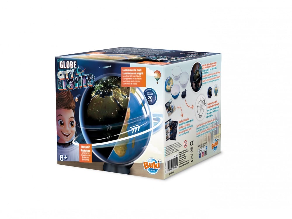 Educational Toy, Buki France, 2 in 1 Light Up Rotating Globe, 20 cm