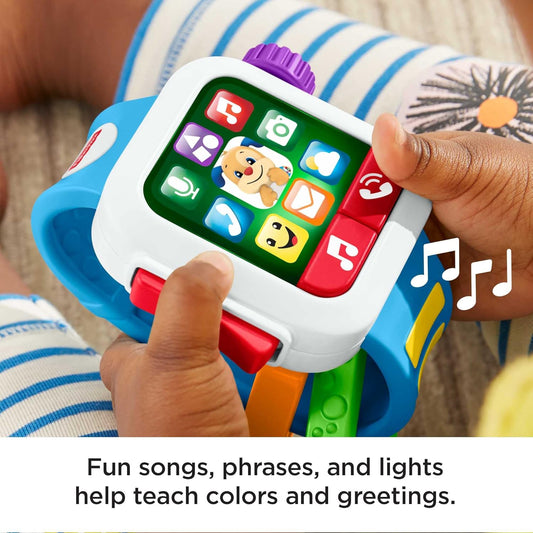 Fisher-Price Baby to Toddler Toy Laugh & Learn Time to Learn Smartwatch with Lights & Music for Pretend Play Infants Ages 6+ Months