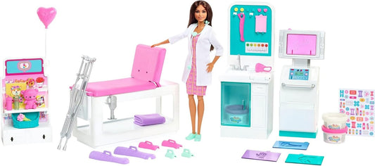 arbie Fast Cast Clinic Doll & Playset, Brunette Doctor Doll, Furniture & 30+ Accessories Including Molds & Dough for Bandages