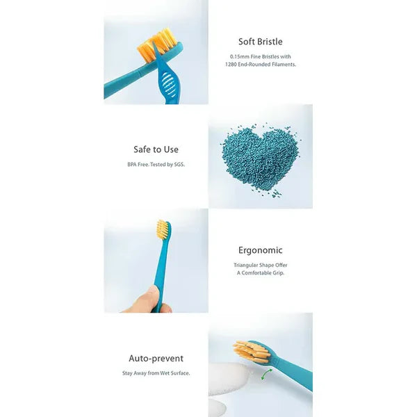 Toothbrush Flp Twigo Kids / Green & Yellow - 2pcs طقم فرشاة أسنان للأطفال Flipper Twigo – أخضر وأصفر (2 قطعة)