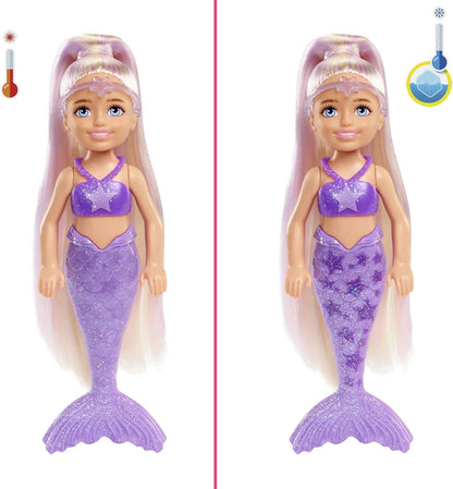 Barbie Color Reveal Chelsea Mermaid Rainbow Doll 4 Bags Mystery 6 Surprises Colour to Discover Aged 3 Years and Above
