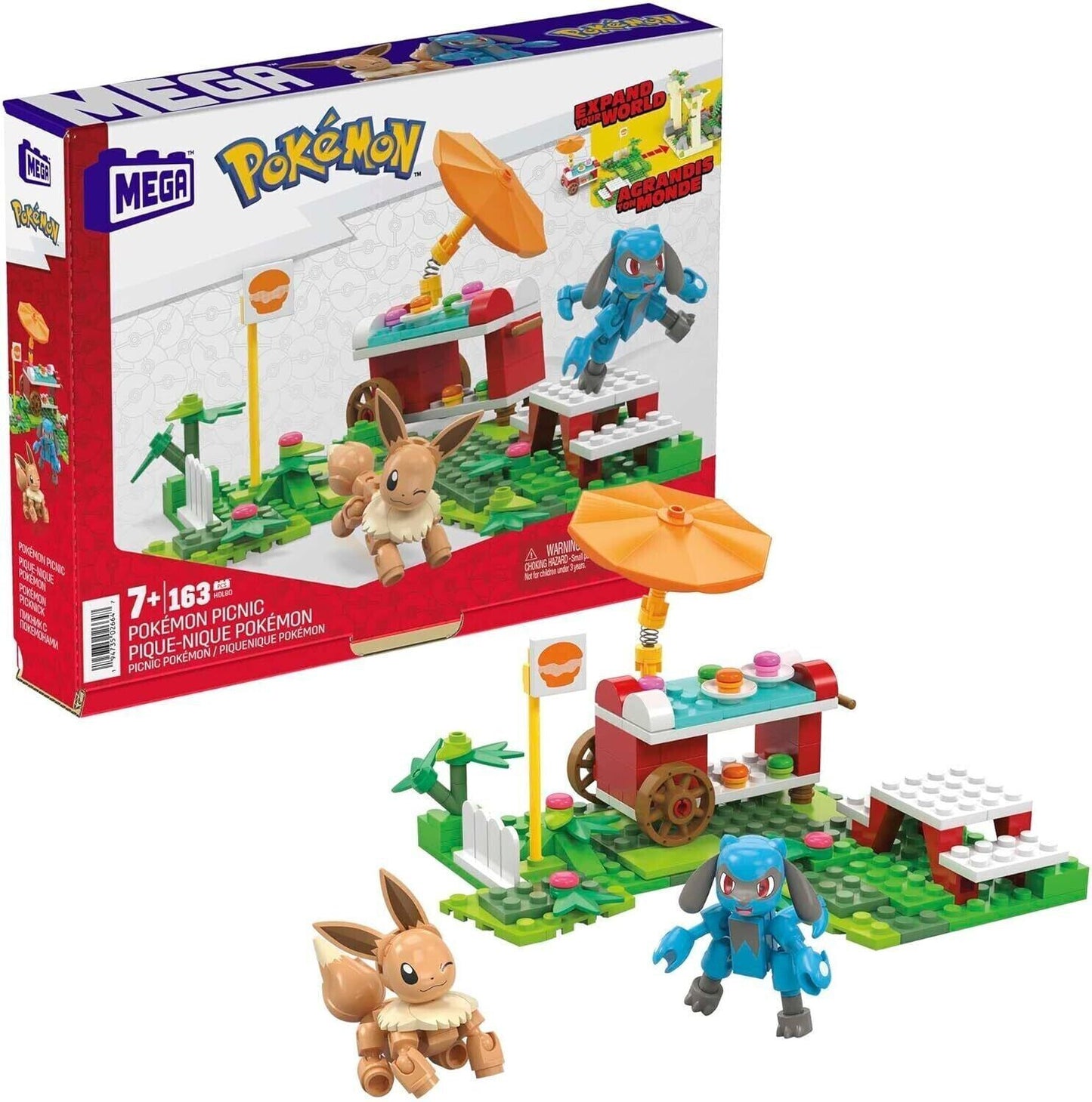 MEGA POKEMON PICNIC WITH EEVEE & RIOLU FIGURES BUILDABLE SET 163 PCS NEW IN BOX