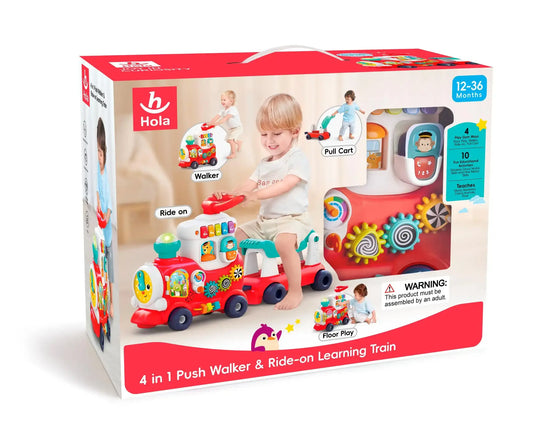 4-in-1 Push Walker & Ride-on Learning Train