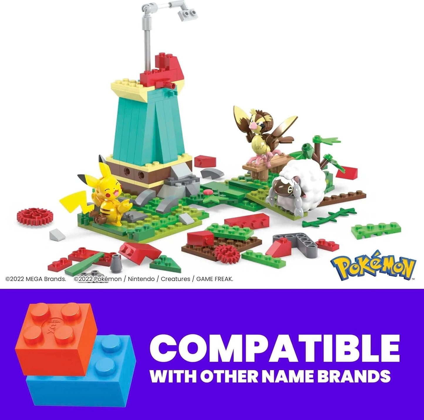 MEGA Pokémon Building Set – Countryside Windmill with Pikachu, Pidgey & Wooloo, 240 Pieces, Ages 7+