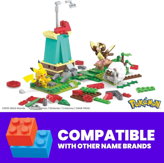 MEGA Pokémon Building Set – Countryside Windmill with Pikachu, Pidgey & Wooloo, 240 Pieces, Ages 7+