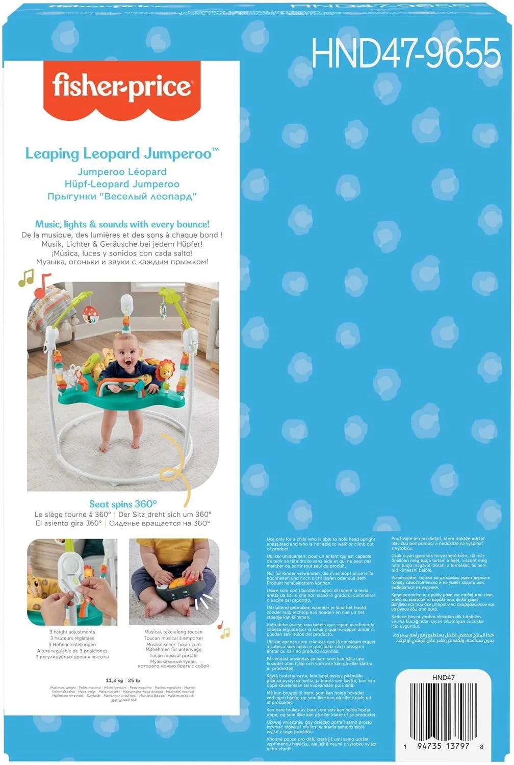 Fisher-Price Jumperoo Baby Activity Center, Leaping Leopard – Age 6–18M months