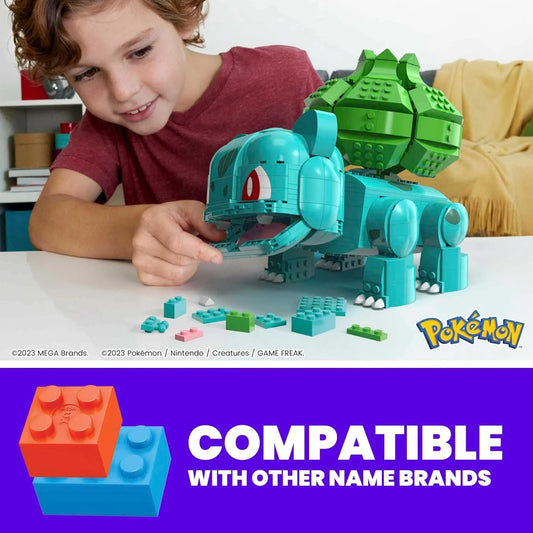 MEGA Pokémon Building Toy – Jumbo Bulbasaur with 355 Pieces, Poseable and Articulated, 7 Inches Tall, for Kids Ages 8+