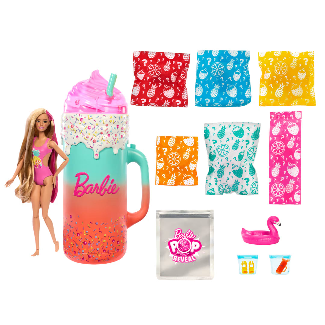 Barbie Pop Reveal Rise & Surprise Gift Set With Scented Doll, Squishy Scented Pet & More, 15+ Surprises