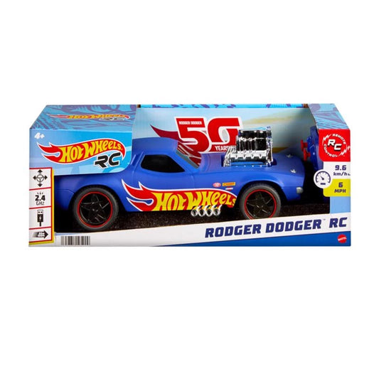 "Hot Wheels Rodger Dodger RC Car 1:16 Scale, Special 50th Anniversary Edition – Remote Control Vehicle - Age 6+  "