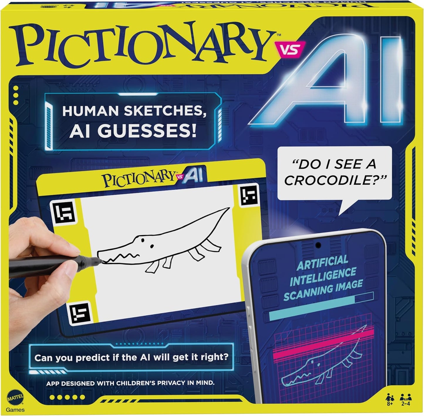 Pictionary Vs. AI Family Game for Kids and Adults, High-Tech Drawing & Guessing Game, Ages 8+