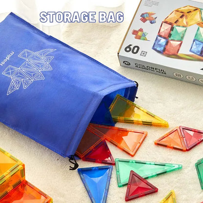 Mideer - Colorful Magnetic Tiles - Marble Run 100Pcs - Age +3 | ميدير - مكعبات مغناطيسية ملونة - ماربل ران 100 قطعة - العمر +3
