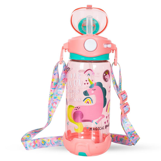 R&B Unicorn Printed Sipper Water Bottle with a capacity of 650ml.