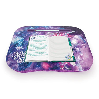 Nebulous Stars Wooden Lap Tray with Cushion and Holder for Tablet and Pen, 7 Years and Above
