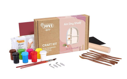 Jovi - DIY Air Dry Shelf - Craft Kit to Make A SHELF with Air Dried White Clay + Paints and Tools