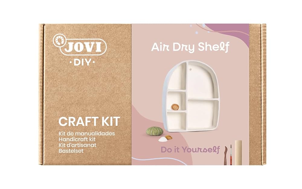Jovi - DIY Air Dry Shelf - Craft Kit to Make A SHELF with Air Dried White Clay + Paints and Tools