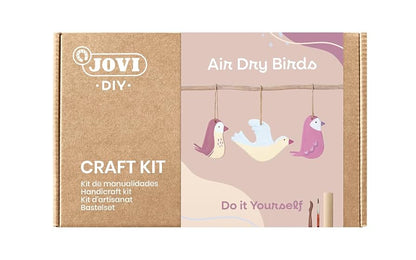 Jovi - DIY Air Dry Kit - Birds Hangers Gift Pottery Kit for Adults with White Air Dry Clay + Paints, Sculpting Tools, Step-by-Step Guide and Video Tutorial, Starter Set for Beginners (Birds)