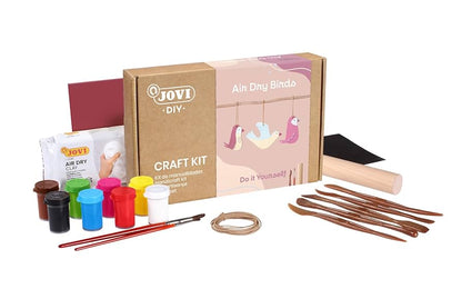 Jovi - DIY Air Dry Kit - Birds Hangers Gift Pottery Kit for Adults with White Air Dry Clay + Paints, Sculpting Tools, Step-by-Step Guide and Video Tutorial, Starter Set for Beginners (Birds)