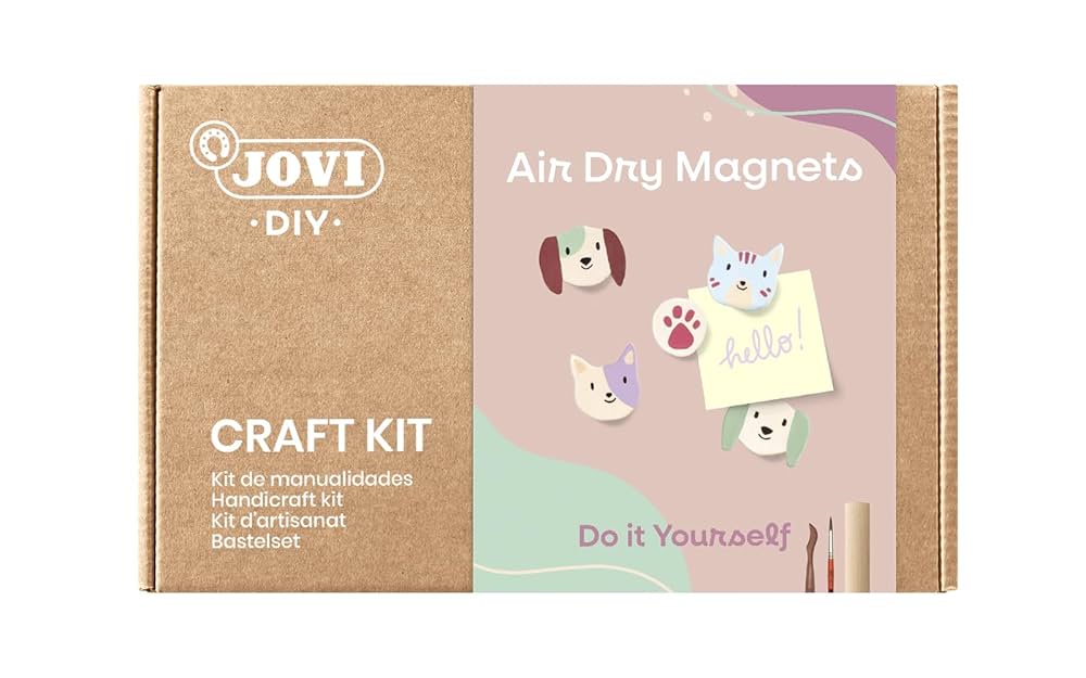 Jovi - DIY Air Dry Magnets - DIY Magnets Pet Magnets with White Dry Clay + Colours and Tool