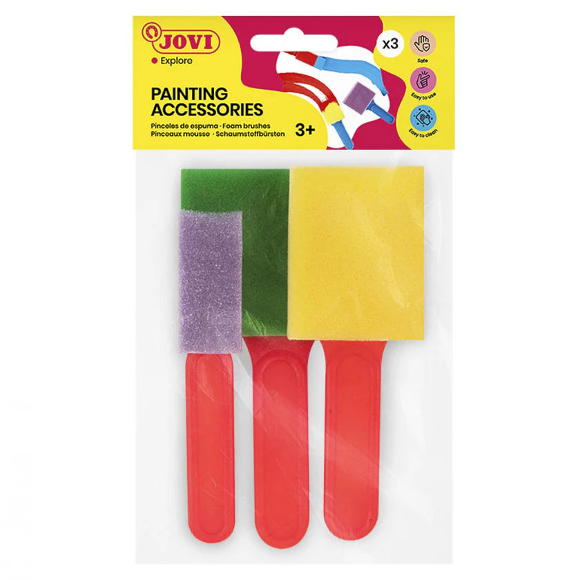 Jovi – Hanging Bag, 3 Large Foam Brushes, Assorted Shapes